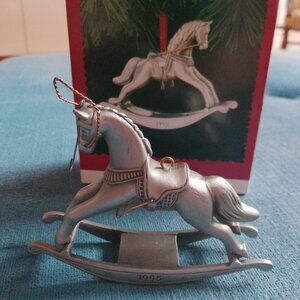Vintage 1995 Hallmark Keepsake Ornament Pewter Rocking Horse